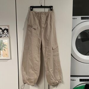 PacSun Beige Cargo Jogger Pants with Drawstring Ankles